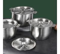 Tidevib Olla de acero inoxidable con tapa, filtro de aceite de malla fina, caldo, grasa, manteca de cerdo, aceite de coco, 19 x 13 cm, color plateado