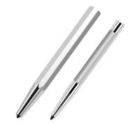 Tidevib Paquete de 2 perforadores centrales de acero al carbono de alta dureza con agarre moleteado y punta cónica para posicionamiento de perforación en metal, madera, plástico