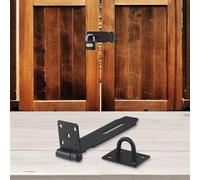 Tidevib Para candado de puerta de acero inoxidable, kit antirrobo, hebilla plegable, placa de bloqueo, 3 pulgadas (104 mm), negro