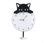 Tidevib Reloj de pared moderno con diseño de gato negro, funciona con pilas, mecanismo silencioso, números grandes, fácil de leer, para el hogar, cocina, garaje, gimnasio, 40 cm