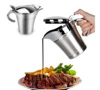 Tidevib Salsera de acero inoxidable con tapa con bisagras para salsas picantes y aderezos, diseño aislado de doble pared, utensilios de cocina de 450 ml y 750 ml