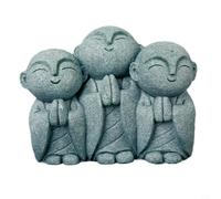 Tidevib See No Evil Buddha Statue Set Speak Hear for zen Garden Decor Outdoor Lawn Ornament(C)