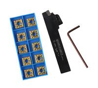 Tidevib Soporte para herramientas de torneado de torno MSDNN1616H12 con 10 insertos de carburo SNMG432 para mecanizado CNC y manual, 16 mm x 100 mm, aleación de acero