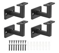 Tidevib Soportes para pasamanos de acero al carbono, soportes de pared negros de 1.97 pulgadas de alto con base de 1.5 x 2.28 pulgadas, paquete de 4 con tornillos