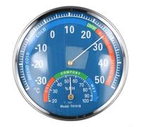 Tidevib Termo-higrómetro analógico de metal Monitor de clima interior Blanco Azul Negro (azul)