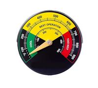 Tidevib Termómetro de chimenea con esfera grande y base magnética, estufa de aleación de aluminio alto, medidor de temperatura, chimeneas de leña