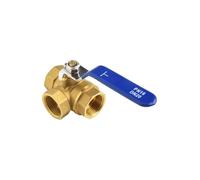 Tidevib Válvula de bola de latón de 3 vías con rosca hembra BSP de 3/4 pulgadas, puerto T DN20, latón forjado y mango de hierro para aplicaciones industriales