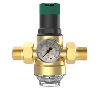 Tidevib Válvula reductora de presión de latón ajustable con manómetro y filtro para Honeywell, kit regulador de presión de agua para fontanería doméstica, DN 20