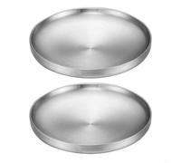 Tidgel 2 platos redondos de carne de acero inoxidable 304 resistente al calor, bandeja para servir aperitivos fríos y frutas, oro y plata, 17 cm, 19 cm (dorado 17 cm)