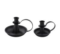 Tidgel 2 portavelas de hierro negro con asas, para pilares de 3/4 pulgadas, adornos de escritorio resistentes, para decoración del hogar y fiestas de boda (negro)