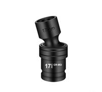 Tidgel Adaptador de enchufe hexagonal flexible de 1/2 pulgada de 12 a 22 mm, acero cromado, para extensión de llave de impacto para espacios reducidos, 68 mm, negro (17 mm)
