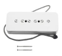 Tidgel Alnico 2 P90 - Pastilla de guitarra de bobina única, maceta de cera para reducción de ruido, piezas de poste ajustables, tono cálido para puente o cuello, negro (blanco para puente)