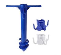 Tidgel Ancla para sombrilla de playa resistente al viento con estaca en espiral y agarre ergonómico para arena, jardín, camping, uso al aire libre, juego blanco y azul (3)