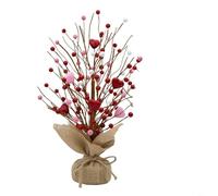 Tidgel Árbol decorativo con forma de corazón para el día de San Valentín, centro de mesa rojo y rosa de 40 cm con bolas blancas, adorno romántico de espuma