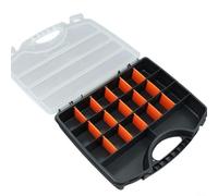 Tidgel Caja organizadora de piezas de PP con separadores extraíbles, tapa con bisagras para almacenamiento de hardware para tornillos, pernos, aparejos de pesca, negro y naranja