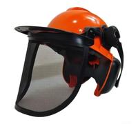 Tidgel Casco de seguridad forestal con orejeras, visera de malla, color naranja