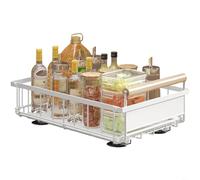 Tidgel Cesta de almacenamiento plegable extraíble para cocina, debajo del fregadero, estante organizador de cajones deslizantes de hierro para utensilios de armario y aperitivos, color negro (blanco