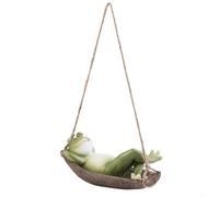 Tidgel Colgante de rana y conejo para jardín, estatua de resina resistente a la intemperie para decoración de patio al aire libre, bonita figura de animal de imitación de 16 cm (estatuas de rana)