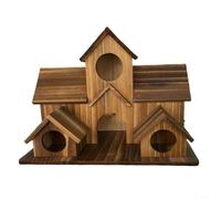 Tidgel Comedero de madera para pájaros al aire libre para loros y pájaros pequeños, caja de anidación estilo villa rural con techo inclinado, casa colgante de 20 x 13 x 15 cm