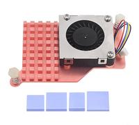 Tidgel Enfriador activo para Raspberry Pi 5, disipador de calor de cobre puro con ventilador PWM, ventilador silencioso de 63 x 43 mm para computación de alta carga, color rosa