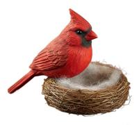 Tidgel Estatua de pájaro rojo para nido, adorno simbólico para decoración del hogar para esperanza y nuevos comienzos, clásico para jardín de estilo americano (modelo de pájaro rojo)
