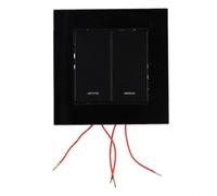 Tidgel Interruptor de pared bidireccional de vidrio templado, interruptor de luz de control dual oculto de 82 x 82 mm, con indicador de brillo en la oscuridad (negro)