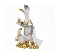 Tidgel Juego de figuras de pato de resina, decoración rústica de cabaña, adorno de escritorio encantador para sala de estar, estante de exhibición, estilo granja para acento