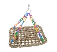 Tidgel Juguete de columpio para pájaros de pasto marino con plataforma tejida para loros, percha colgante para escalada para pájaros pequeños como periquitos y periquitos para hacer ejercicio (L)