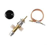 Tidgel Kit de control de gas LPG con termopar, conjunto de válvula de propano de latón para parrilla de estufa de fuego, eje de 600 mm, acabado de bronce