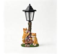 Tidgel Linterna de gato adorno de jardín luz solar estatua de resina al aire libre impermeable decoración para jardines, patios y césped