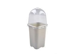 Tidgel Maceta cuadrada de plástico blanca con cubierta transparente, cúpula de humedad para propagación, maceta para interiores y exteriores, maceta de 150 x 120 x 250 mm (1 unidad)