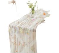 Tidgel Mantel de tul de encaje con bordado floral, tela de poliamida para camino para decoración de bodas, fiestas de cumpleaños, 150 x 160 cm (blanco)