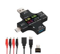 Tidgel Medidor de potencia USB C, multímetro digital para monitor de corriente de voltaje para QC3.0 PD con protección de sobrecarga y pantalla LCD 125