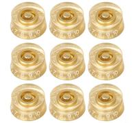 Tidgel Paquete de 9 fundas doradas para perilla de guitarra, control de volumen con escalas para potenciómetros de eje dividido