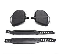 Tidgel Pedales de bicicleta estática con correas ajustables, pedales de ciclismo giratorios antideslizantes de 9/16 o 1/2 pulgada para bicicletas estacionarias de interior, color negro (eje A de 1/2