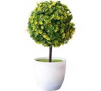 Tidgel Planta artificial de bola de cerezo de 25 cm, vegetación sintética para decoración del hogar, planta falsa de seda en maceta para estantes, mesa, oficina, escritorio, dormitorio, baño, Reino