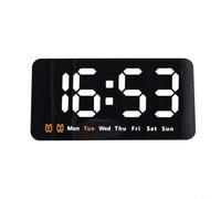 Tidgel Reloj de pared digital grande con fecha y semana, pantalla LED regulable de 3 niveles, formato 12/24h, función de alarma para dormitorio y oficina (morado)