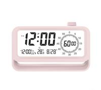 Tidgel Reloj despertador para mesita de noche, pantalla transparente grande con función de repetición, recargable por USB, para batería de respaldo, color negro (rosa)