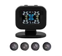 Tidgel Sistema de monitoreo de presión de neumáticos USB TPMS con pantalla LCD, 4 sensores externos, IP67 impermeable, alarma en tiempo real para seguridad del coche