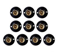 Tidgel Soporte de lámpara E14, paquete de 10 unidades, base plana, para bombillas de rosca Edison, material ignífugo, seguro para lámparas de ahorro de energía, blanco (negro)