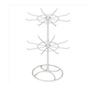 Tidgel Soporte giratorio para joyas con 16 ganchos, organizador de metal de 360 grados para collares y pulseras, árbol de exhibición negro vintage para tocador (blanco)