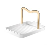 Tidgel Soporte para tapa de olla de aleación de aluminio con base antideslizante, soporte para cucharas resistente al calor y soporte para tableta para cocinar en estufa, negro (blanco-dorado)