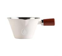 Tidgel Taza medidora de espresso con doble pico en forma de V, mango de madera y marcas claras para café y salsas Accesorio de acero inoxidable (blanco)