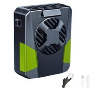 Tidgel Ventilador portátil, versátil 4 en 1, soporte de clip para cinturón de cuello, 3 velocidades ajustables, batería de larga duración, LED SOS para viajes al aire libre, verde