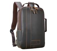 TIDING Mochila Profesional para Hombre Antirrobo Ampliable para Portatil 15.6 Pulgadas Estilo Vintage Convertible en Maletin de Cuero Genuino para Oficina y Trabajo, Marron