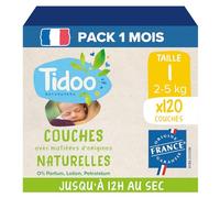 TIDOO - Pañales ecológicos para bebé, tamaño 1, 2 - 5 kg, composición natural, aptos para pieles sensibles, 5 x 24 pañales