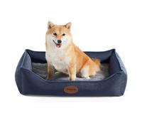 Tidore Camas ortopédicas para perros medianos, sofá cama de espuma duradera con funda extraíble lavable, forro impermeable, cama para mascotas para perros grandes (azul marino, 26.4 pulgadas de largo