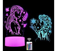 TIDRT Princess Elsa Lámpara-3d Led Acrylic Lampada Toque Con Control Remoto,Luz Nocturna Para Decoración De Habitación Infantil,Regalos De Cumpleaños Y Navidad