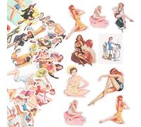 TIDTALEO 100 Piezas Pegatinas Adhesivas Vintage Mujer PVC Calcomanías Decorativas Impermeables para Pared Cuadernos Equipaje y Skateboard Diseño Realista de Mujer