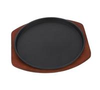 TIDTALEO 1Juego Placa de Asar de Hierro Fundido con Base de Madera Sartén para Grill para Cocinar Carne y Estructura y Duradera Calentamiento Uniforme